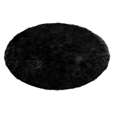 Round fluffy black carpet — Вид 4