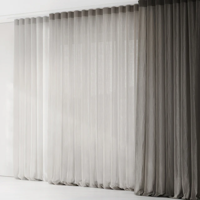 Curtains with folds on the floor of fine linen on the ceiling cornice — Descargar