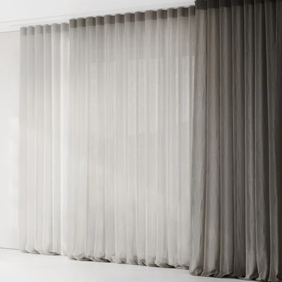 Curtains with folds on the floor of fine linen on the ceiling cornice — Ver 2