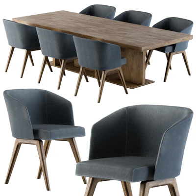 Minotti Dinning with Creed Chair and Wooden Toulouse Table — Ver 1