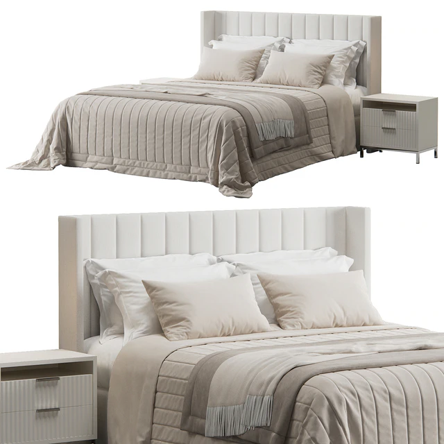 Oulton Striped Headboard Wingback Bed by Ambassador Beds — Descargar