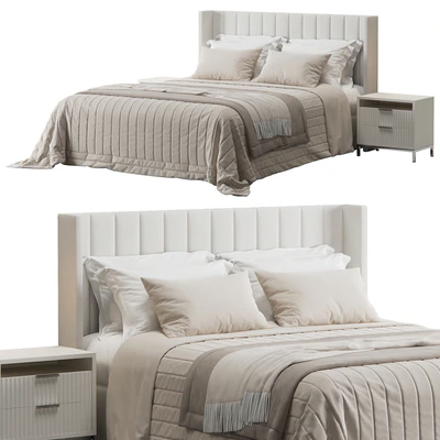 Oulton Striped Headboard Wingback Bed by Ambassador Beds — Ver 1