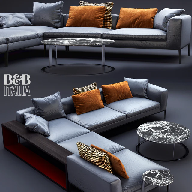 B &B Italia MICHEL Leather Sofa — Descargar