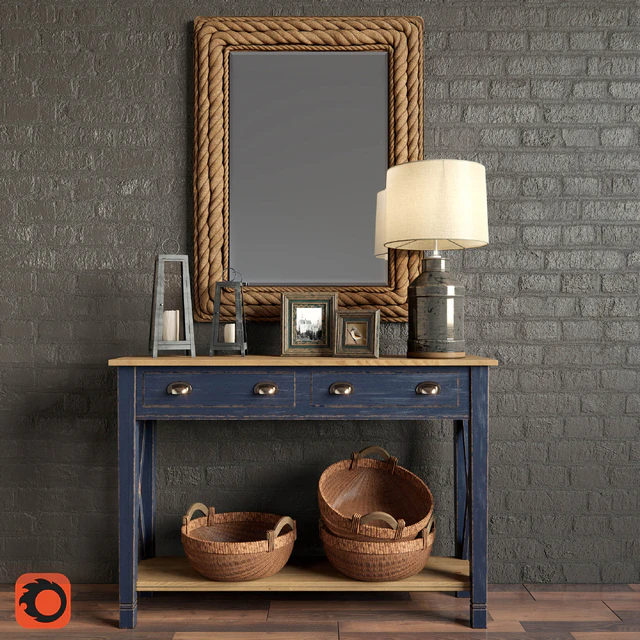 Summerville Wall Mirror, Milk Jug Accent Table Lamp, Console Marc Aurele - Lavande, Decoration — Скачать