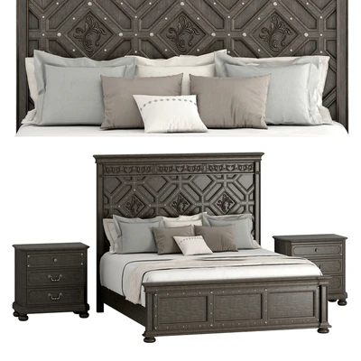 HOOKER FURNITURE VINTAGE WEST WOOD PANEL BED — Ver 1