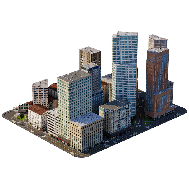 Low poly model of a city block — Descargar