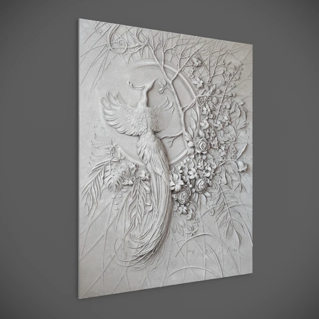 Bas-relief panel with a peacock — Descargar