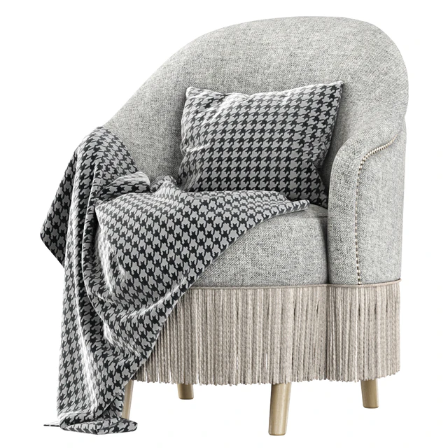 Amanda dining chair with plaid / Обеденное велюровое кресло с пледом — Скачать