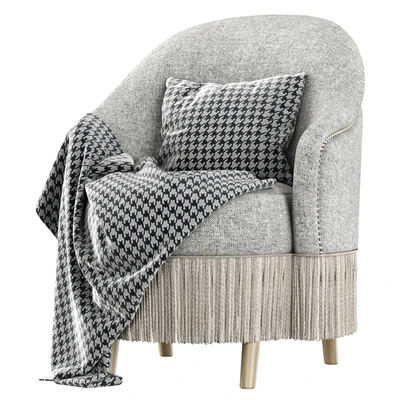 Amanda dining chair with plaid / Обеденное велюровое кресло с пледом — Вид 1