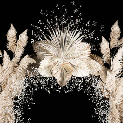 Eco-style wedding arch made of dried flowers and pampas grass, Cortaderia, moonflower, dry, palm branch. 5 — Ver 5