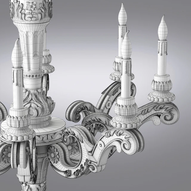 19th C. French Baroque Wood Chandelier Large — Скачать