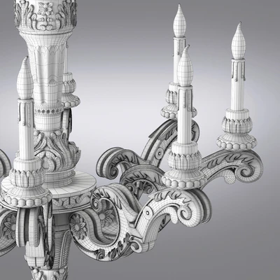 19th C. French Baroque Wood Chandelier Large — Вид 2