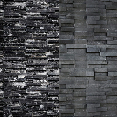 Collection of black stone. Slate, wild stone, wall decor, black stone, decorative, loft, masonry, panel — Ver 2