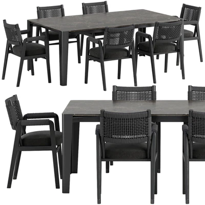 Flexform Ortigia chair Iseo table set — Ver 3