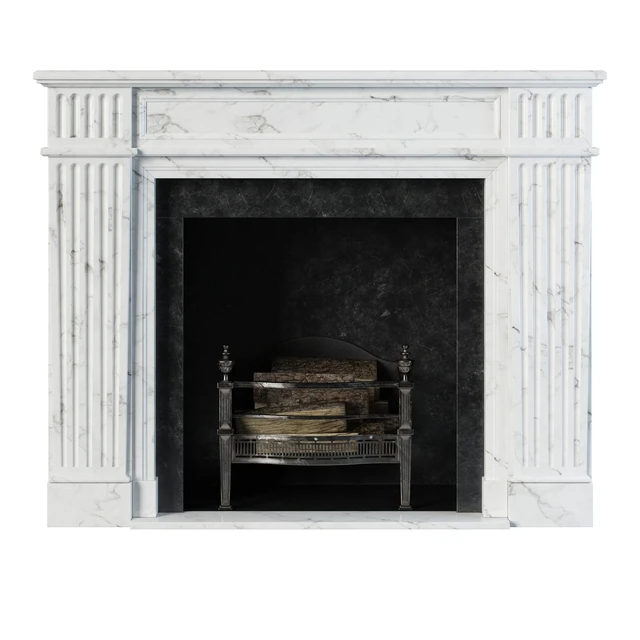 Classic fireplace white marble — Descargar