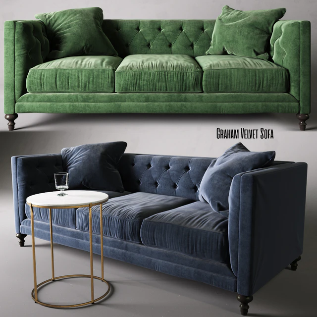 Leavenworth Side Table &  Graham Velvet Sofa — Скачать