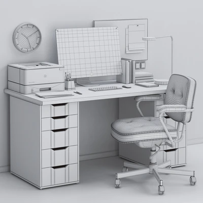 IKEA office workplace with ALEX table and ALEFJÄLL chair — Вид 2