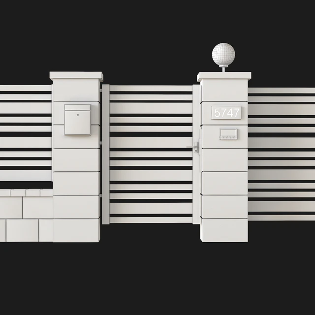 Fence with gate and intercom — Скачать