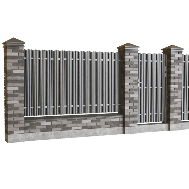 Brick fence with euro picket fence — Descargar