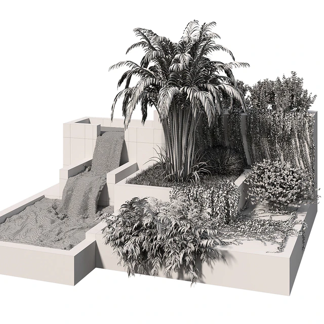 Garden Set with water fountain — Descargar