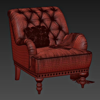Navy Blue Velvet Armchair — Ver 3