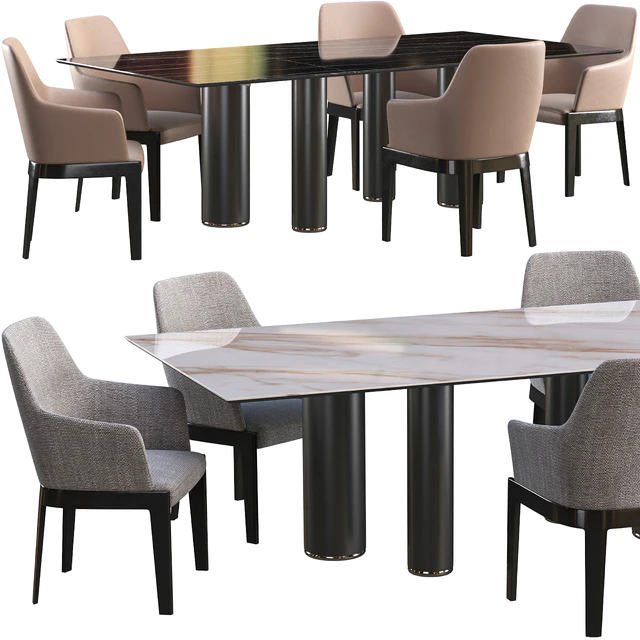 Dining table Cattelan Italia Roll Keramik + chair Molteni Chelsea — Descargar