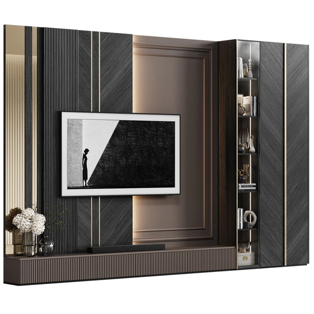 TV wall in modern classic style with decor 23 — Descargar