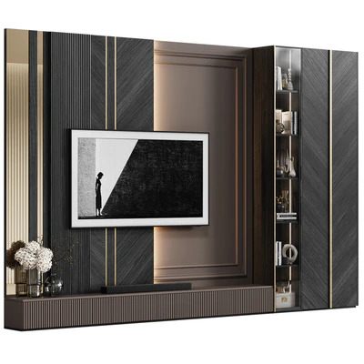 TV wall in modern classic style with decor 23 — Ver 3