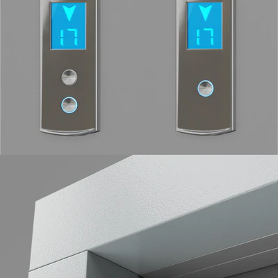 Doors with facings and post-call lift OTIS in 2 colors — Ver 2