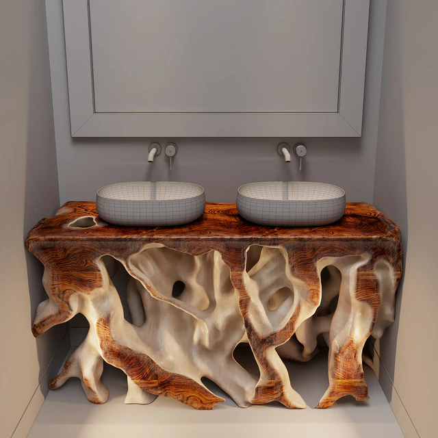 Designer Table Top / Console in the form of tree roots — Descargar