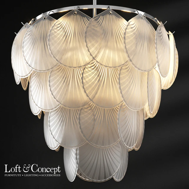 Chandelier pendant Glass Shells Suspension Chandelier Loft-Concept — Descargar