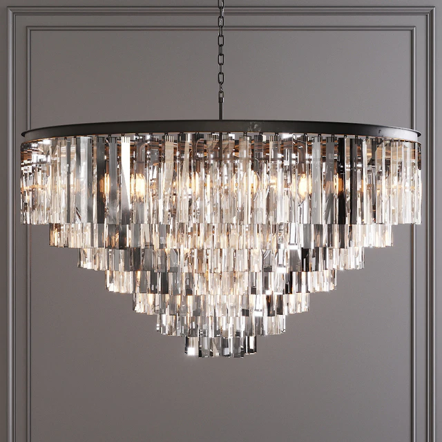 Restoration Hardware 1920S ODEON CLEAR GLASS FRINGE 7-TIER CHANDELIER Black — Скачать