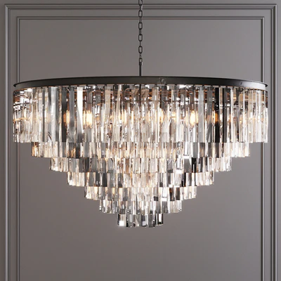 Restoration Hardware 1920S ODEON CLEAR GLASS FRINGE 7-TIER CHANDELIER Black — Вид 3