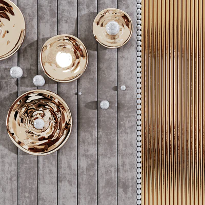 Headboard made of soft beige panels and 3d decor — Ver 5