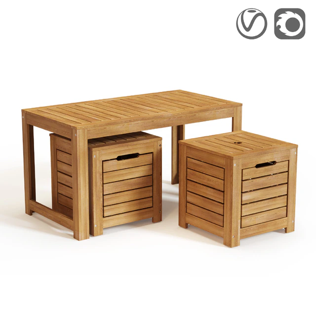 Garden bench and boxes made of acacia, Garden — Descargar