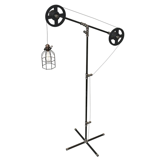 West Ninth Vintage Pulley Wheel Floor Lamp — Descargar