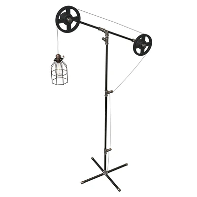 West Ninth Vintage Pulley Wheel Floor Lamp — Ver 3