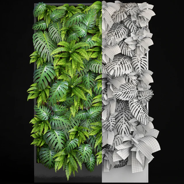 Fytowall 1. Vertical garden, phytowall, phytomodl, landscaping, green picture, bush, wall decor, branches, monstera, fern, eco, eco decor, loft — Descargar