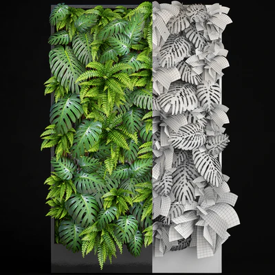 Fytowall 1. Vertical garden, phytowall, phytomodl, landscaping, green picture, bush, wall decor, branches, monstera, fern, eco, eco decor, loft — Ver 2