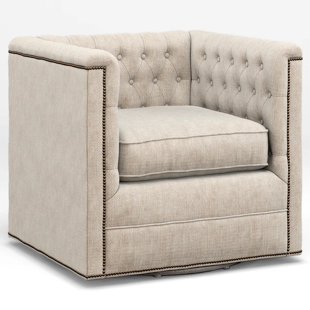 Thatcher Modern Classic Tufted Ivory Linen Swivel Armсhair — Скачать