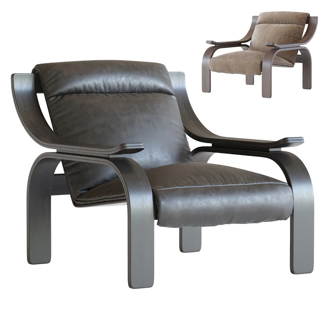 Marco Zanuso Leather Woodline Armchair by Cassina — Descargar
