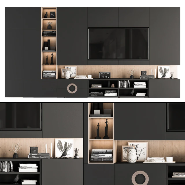 TV Wall Black and Wood - Set 12 — Скачать