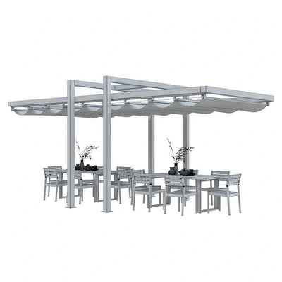 Giulio Barbieri Albatro Pergola and West Elm Concrete Outdoor Dining Table Chair — Ver 4