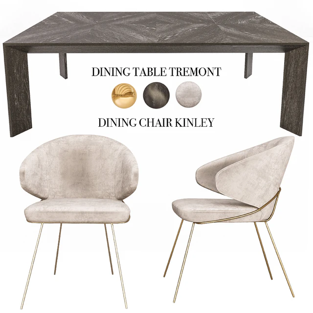 Eichholtz Tremont Table and Kinley Chair Set — Descargar