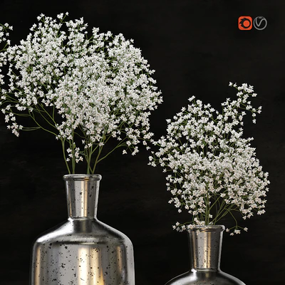 Decorative set with gypsophila flower and candles — Ver 3