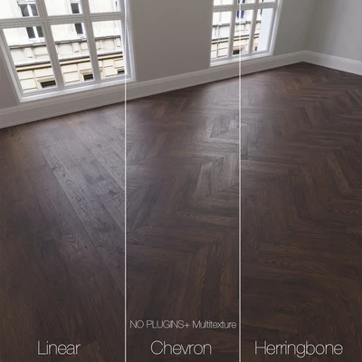 Parquet natural, Oak Whiskey, 3 types. Linear, chevron, herringbone. — Ver 1