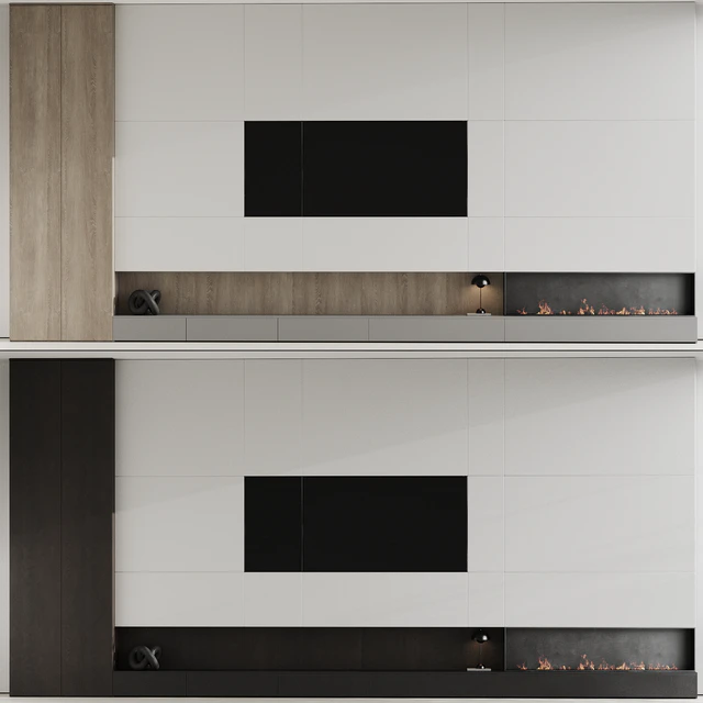 TV wall with fireplace 07 — Descargar