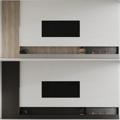 TV wall with fireplace 07 — Ver 5