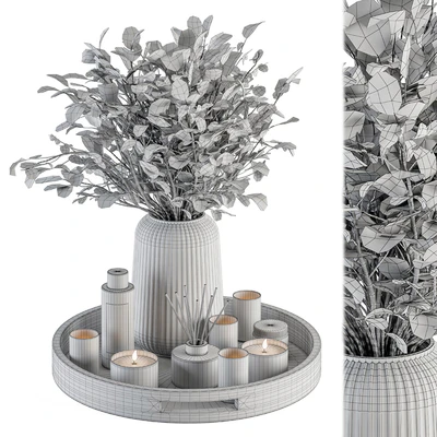 White and Pink Decorative Set with Bouquet in Tray - Set 108 — Вид 4
