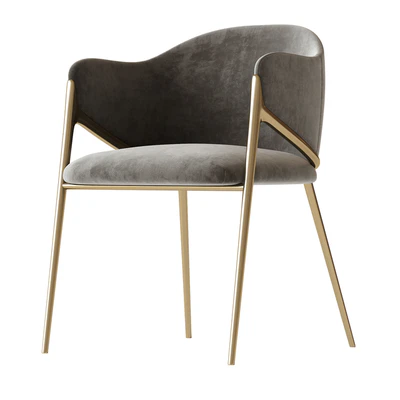 Metal Solid Back Arm Dining Chair Glam Chair for Dining Room — Ver 6